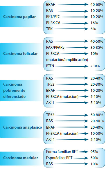 Figura 1. Perfil de mutaciones en el cáncer tiroideo