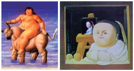 Figura 11. El rapto de Europa (1998) y The Study of Vermeer (1964), de Fernando Botero.