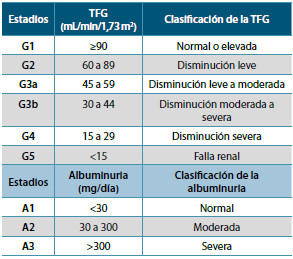 Tabla 13. Clasificación de la enfermedad renal crónica