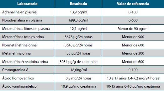 Tabla 2. Estudio bioquímico CASO 2